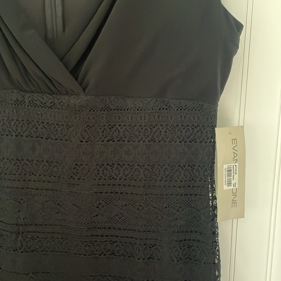 Evan Picone Black V-Neck Sleeveless Lace Overlay Sheath NWT Dress Zip Up Size 12 - Picture 6 of 14